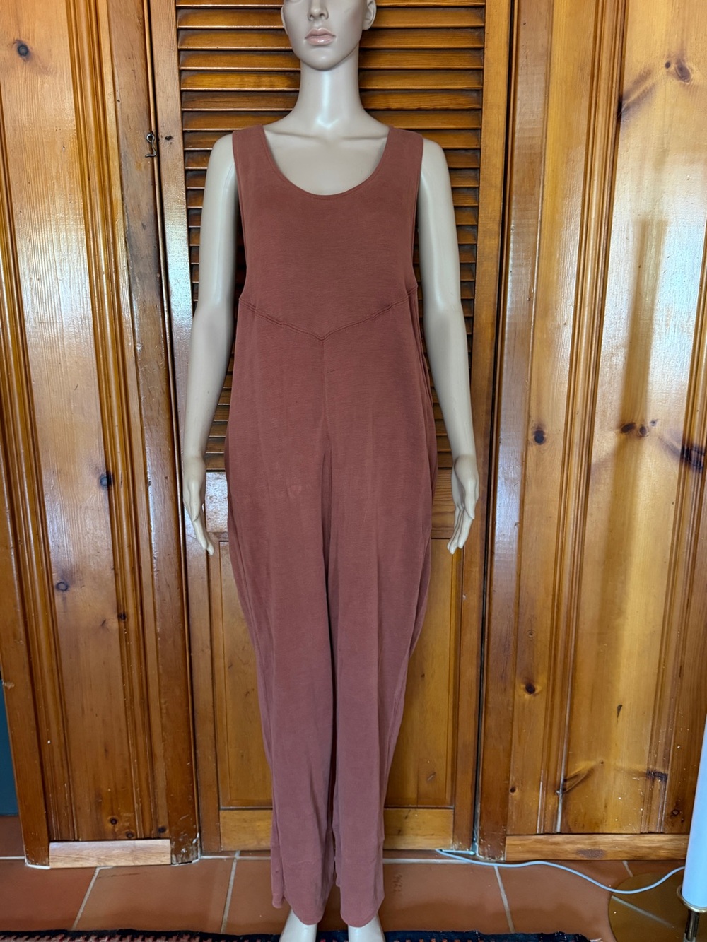Free People FP Movement Hooded Open Back Jumpsuit Rust Size L